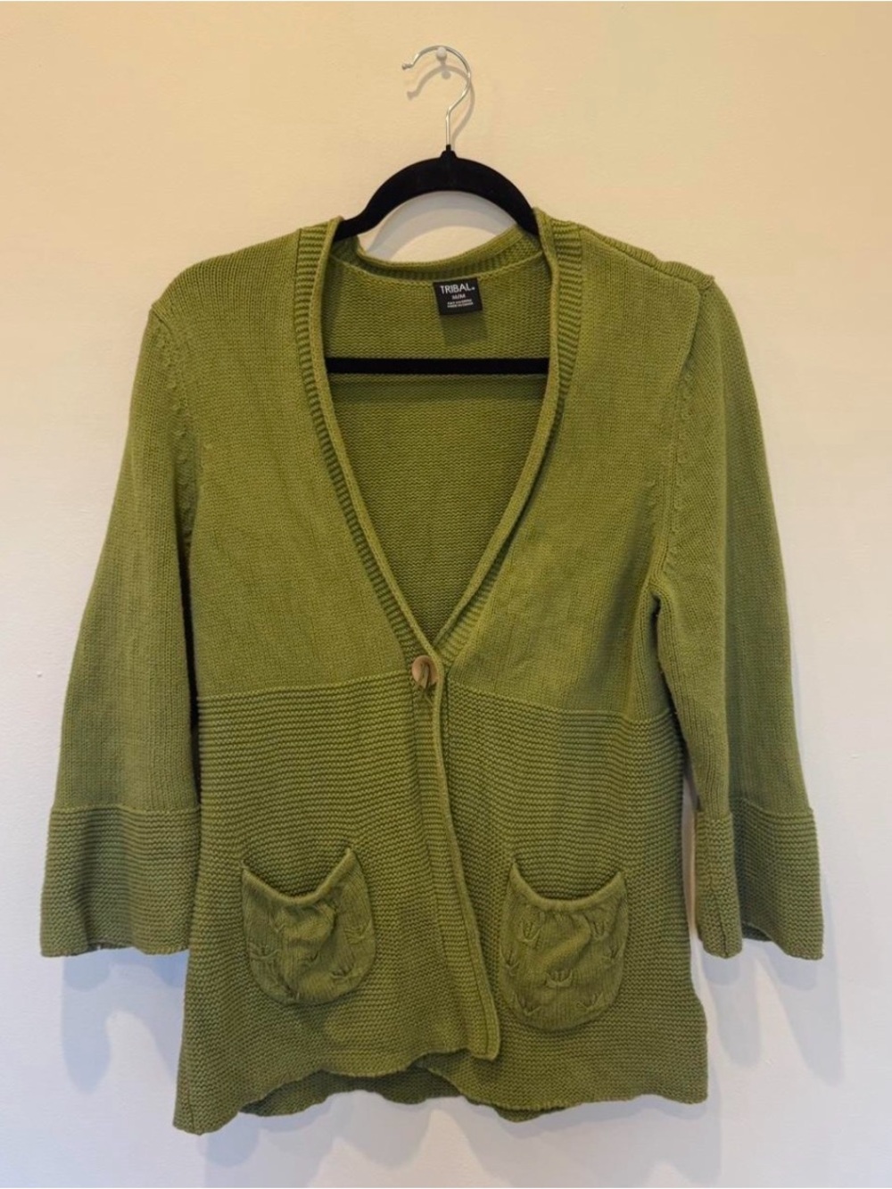 Tribal Green Knit Button-Front Cardigan